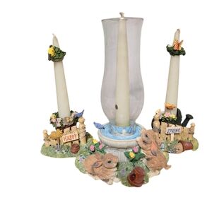 Vintage Easter Spring 6-piece candle holder set 1990s in box complete
